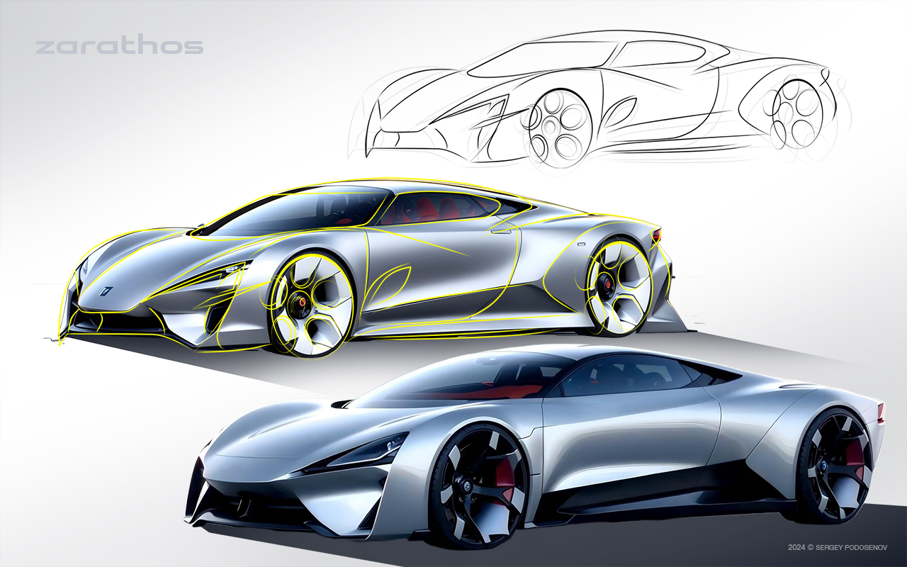 Lamborghini Zarathos Concept Car Design Process by Sergey Podosenov